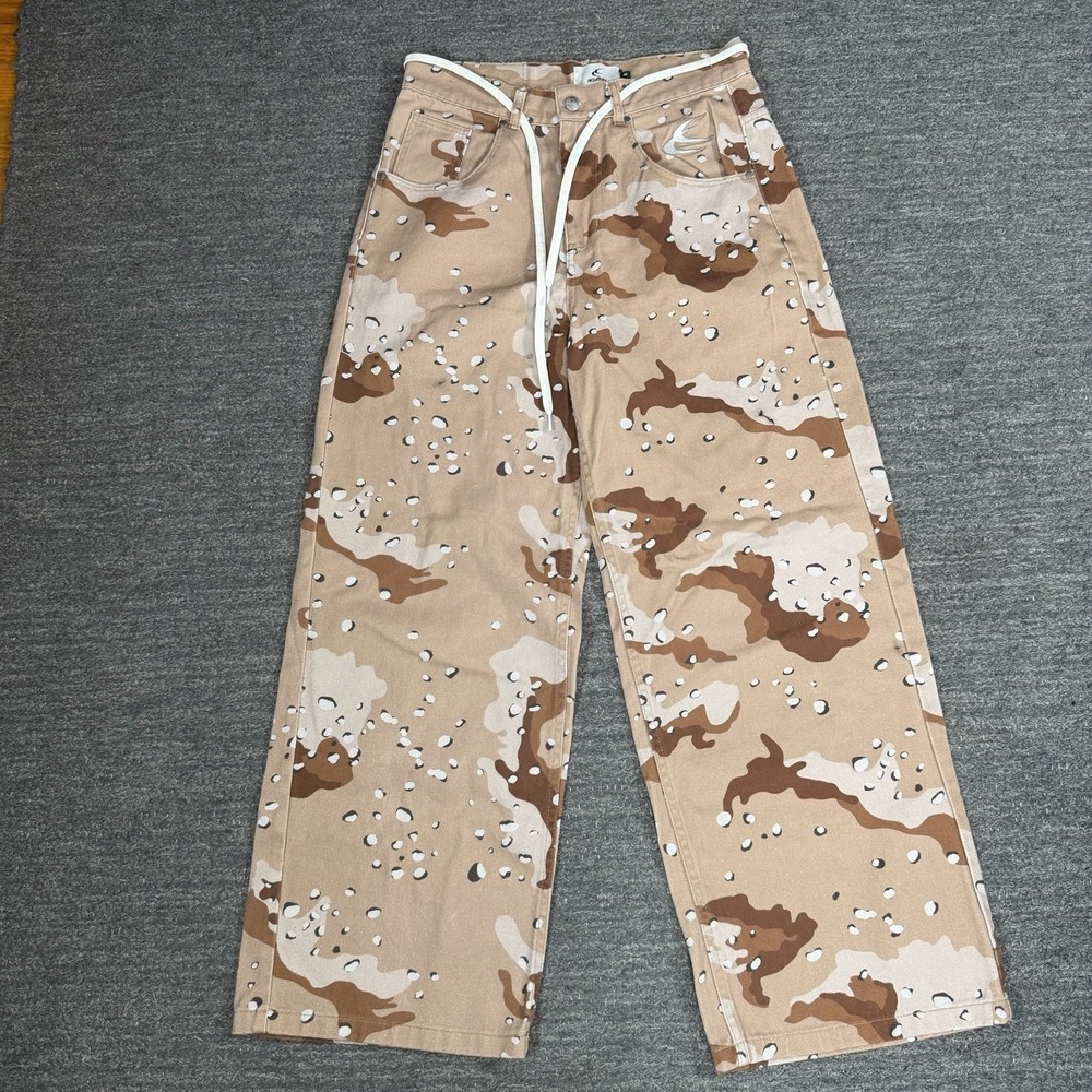 Scuffers Wide Leg Baggy Pants Men 40  32X32 Chocolate Chip Camo Wide Leg Denim